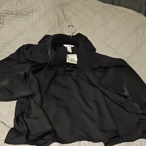 H&M Black Satin Blouse